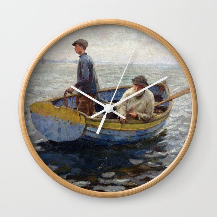 Fisherman vintage painting Wall Clock