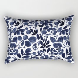 Navy Floral - medium Rectangular Pillow