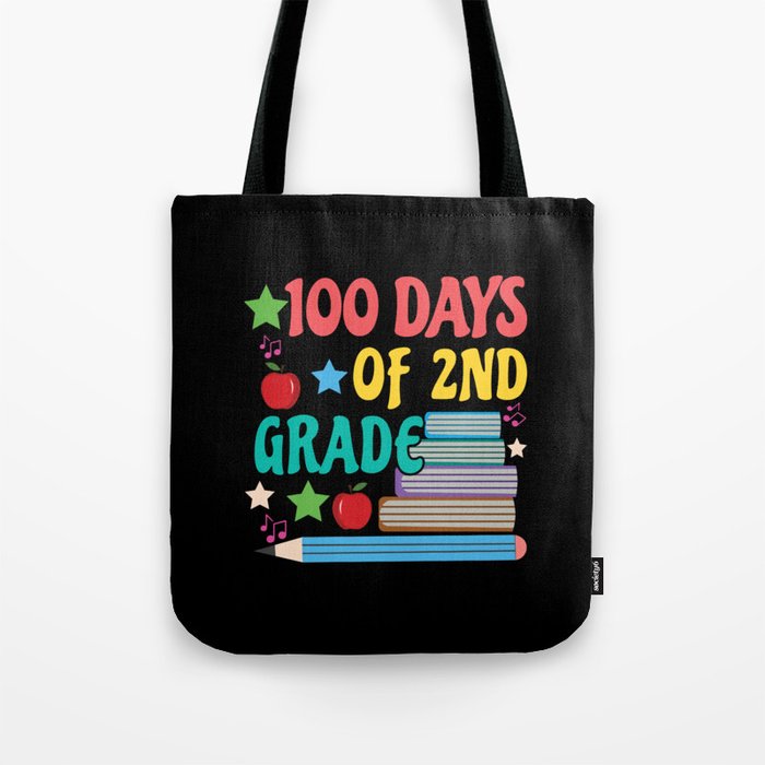 Days Of School 100th Day 100 Books Read 2nd Grader Tote Bag