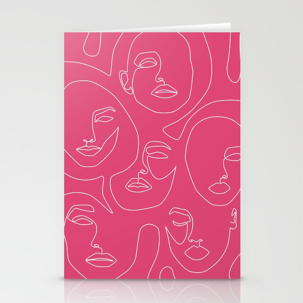Faces In Pink Stationery Cards