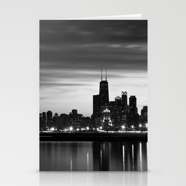 Chicago Skyline Black and White Stationery Cards