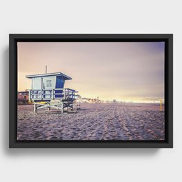 Manhattan Beach Hut Framed Canvas