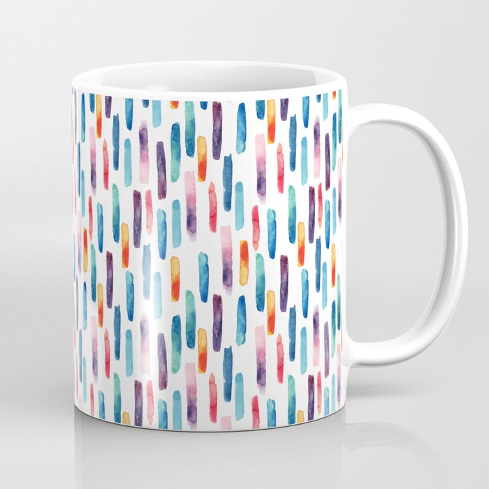 Watercolor long brush strokes background. Water color colorful lines seamless pattern. Hand painted abstract illustration Coffee Mug