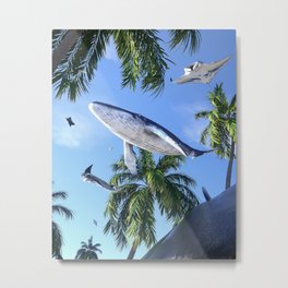 Traffic In The Sky Metal Print | 3D, Abstract, Animal, Surreal, Dreamy, Ocean, Trees, Digital, Sea, Nature 
