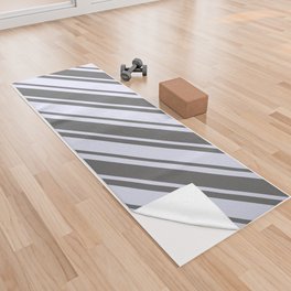 [ Thumbnail: Dim Grey and Lavender Colored Lines Pattern Yoga Towel ]