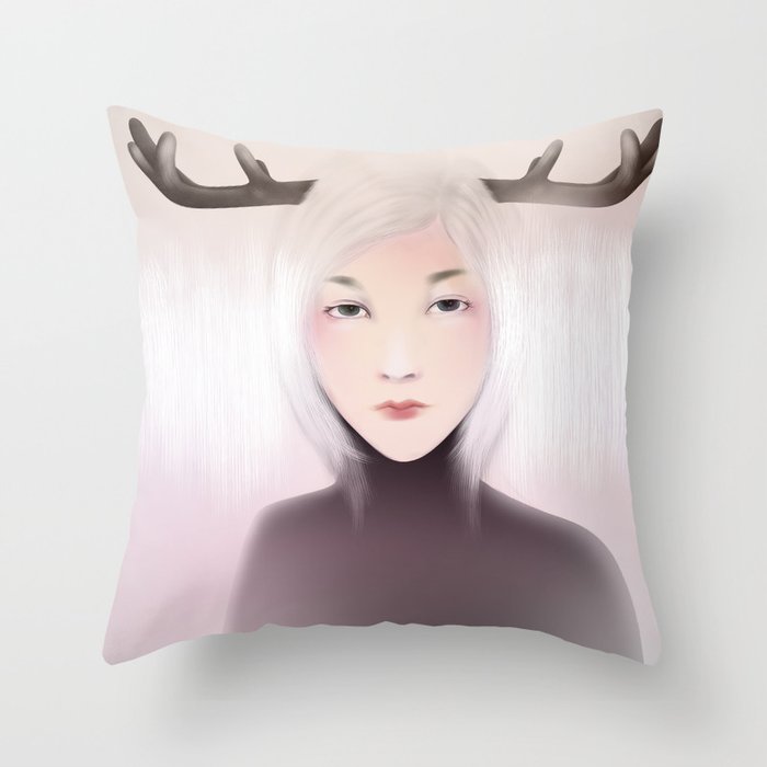 women_deer Throw Pillow