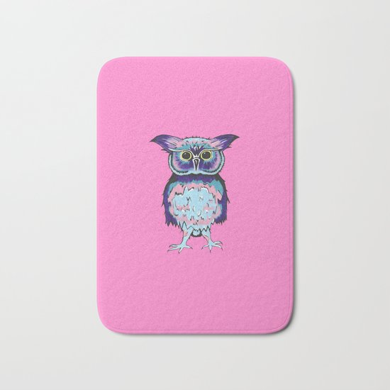Small Owl Pink Bath Mat
