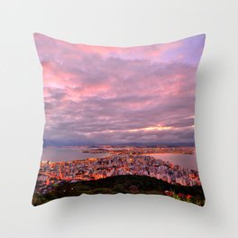 Brazil Photography - Beautiful Pink Sunset Over The Brazilian City  Throw Pillow