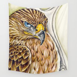 Red Tail Hawk Raptor Bird Wildlife Ink Art Wall Tapestry