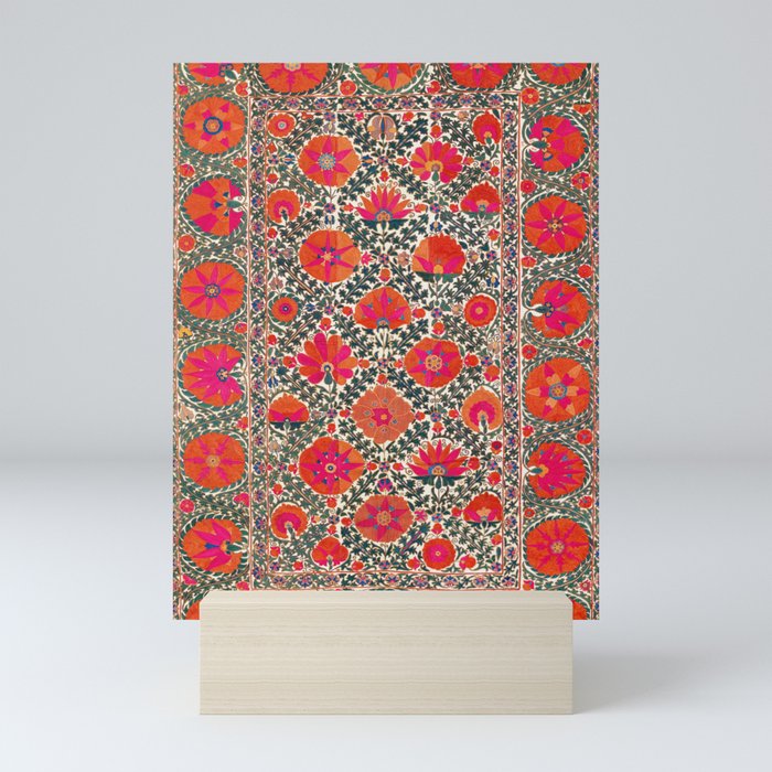 Kermina Suzani Uzbekistan Colorful Embroidery Print Mini Art Print
