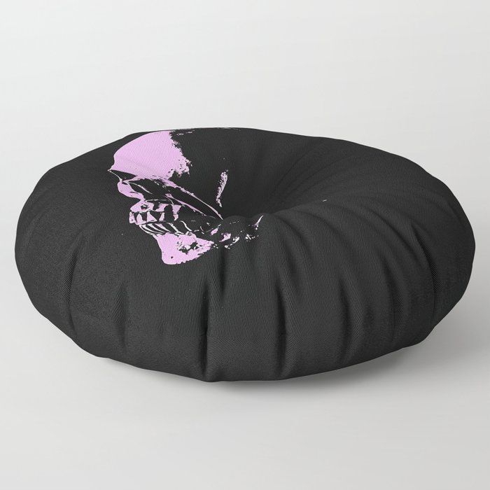 Pink skull on black Floor Pillow