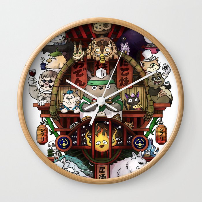 Ghibli Izakaya Print Coloured Wall Clock
