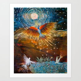 The Phoenix and the Moonrise Art Print