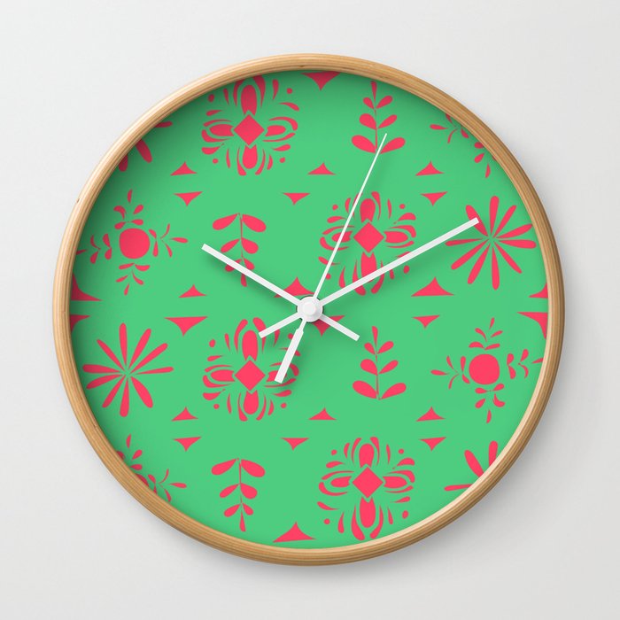 Tile Mosaic - Green Pattern Painting Design Art  Wall Clock