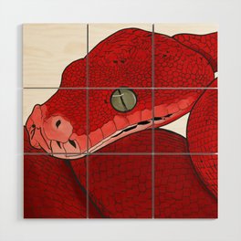 Red snake Wood Wall Art