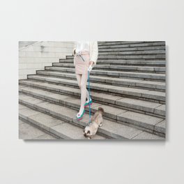 I’ve been brought up to always act like a lady Metal Print | Shoes, Cat, White, Fashion, Classy, Linaswashere, Stairs, Lady, Urban, Sexy 
