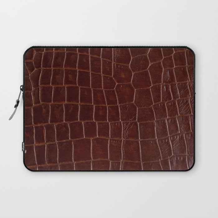 Textured Crocodile Leather Laptop Sleeve