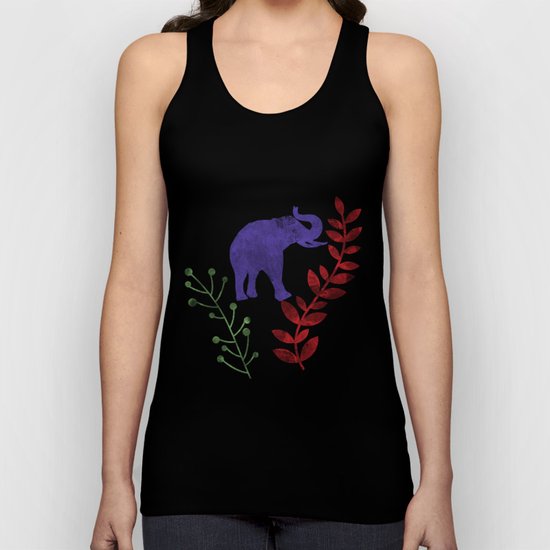 Watercolor Flowers & Elephants Unisex Tank Top