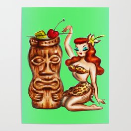 Tiki Mug Girl Poster