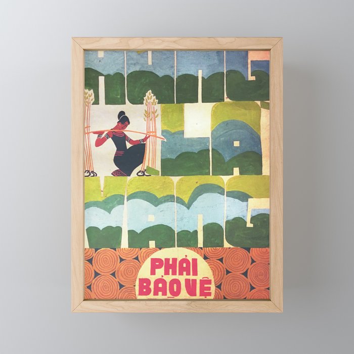 Vietnamese Poster - "Rung La Vang" Forests are gold, We must protect Forests Framed Mini Art Print