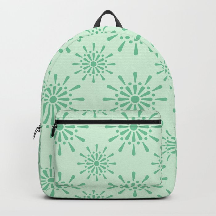 Minimal Retro Styled Geometric Pattern - Green Sheen Backpack