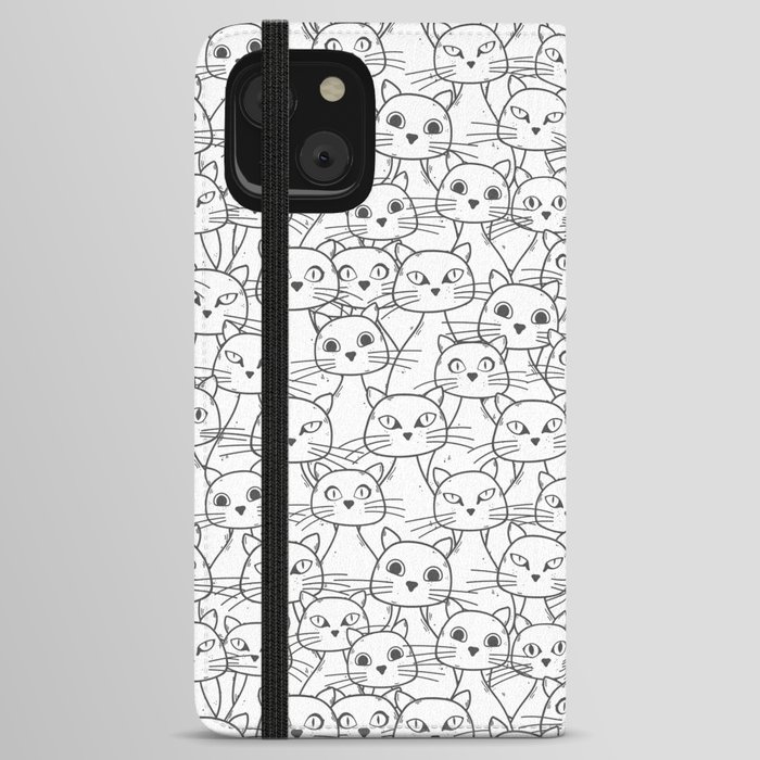 Black and white cute kitty cat pattern  iPhone Wallet Case