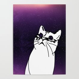 PEARL IN SPACE Galaxy Cat Purple Gold Poster