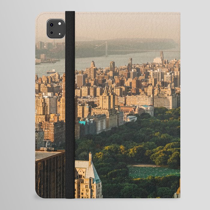 New York City Manhattan skyline and Central Park aerial view at sunset iPad Folio Case