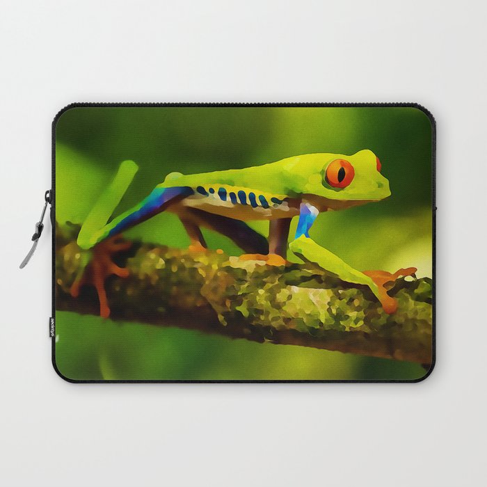 Red Eyed Tree Frog Watercolor Painting Laptop Sleeve By Rustytaylor Society6