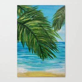 Acrylic Palm Trees and Ocean Shore Canvas Print
