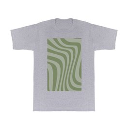 Retro Liquid Swirl Sage Green T Shirt