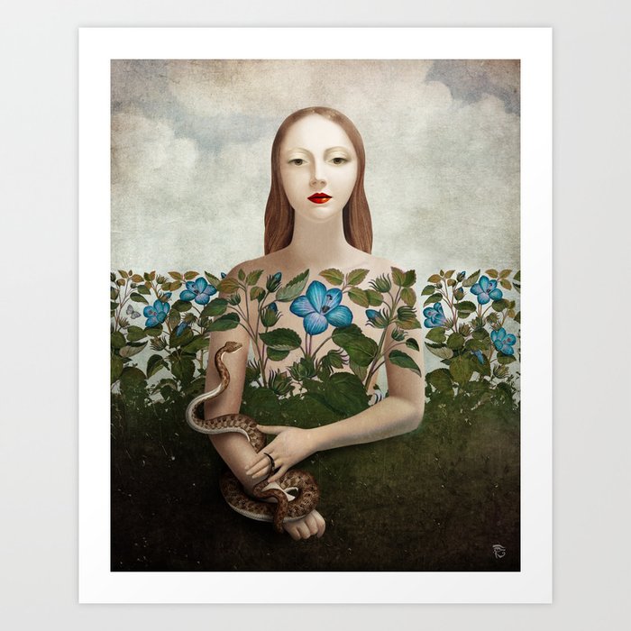 Discover the motif EVA AND THE GARDEN by Christian Schloe as a print at TOPPOSTER