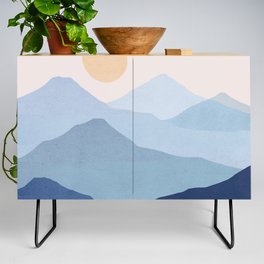 Abstraction_SUN_MOUNTAINS_LAYERS_POP_ART_M008B Credenza