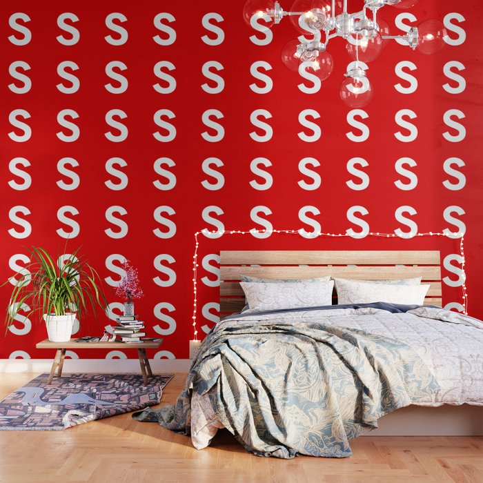 Letter S (White & Red) Wallpaper