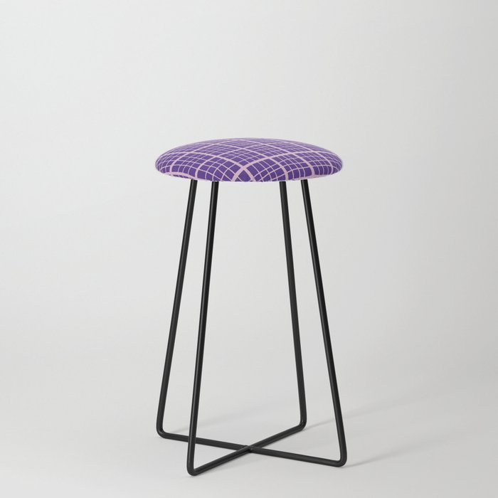 Pretty Pink and Purple Squares Graph Paper Counter Stool