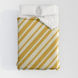[ Thumbnail: Beige & Goldenrod Colored Pattern of Stripes Duvet Cover ]