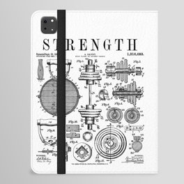 Gym Fitness Workout Dumbbell Kettlebell Vintage Patent Print iPad Folio Case
