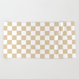 Small Checkerboard - White & Tan Beach Towel