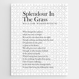 Splendour In The Grass - William Wordsworth Poem - Literature - Typography Print 2 Jigsaw Puzzle