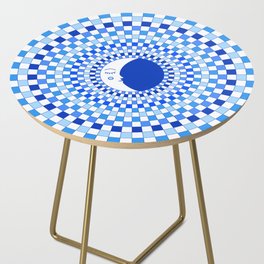 Checkered Moon with Blue Rays Side Table