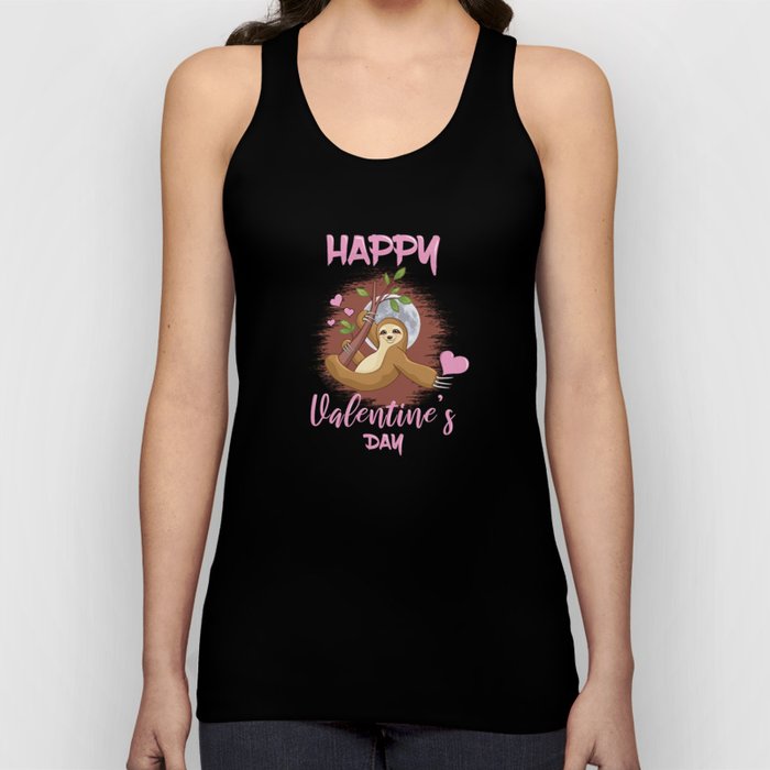 Cute Lazy Sloth Animal Hearts Day Valentines Day Tank Top