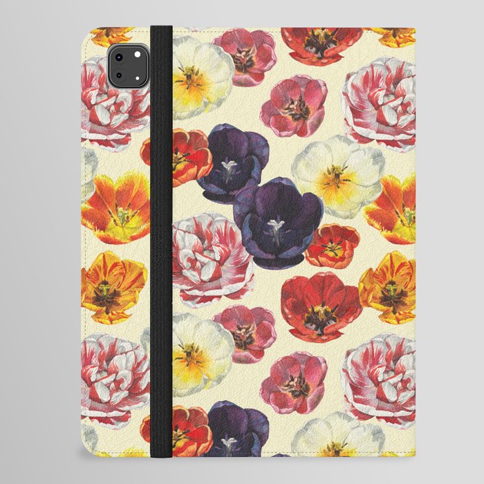 Colorful Tulips Flowers - white iPad Folio Case
