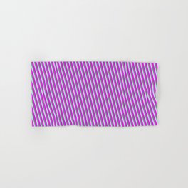 [ Thumbnail: Powder Blue, Fuchsia, and Grey Colored Lined/Striped Pattern Hand & Bath Towel ]