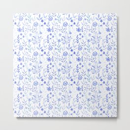 Watercolor blue flower pattern Metal Print