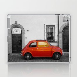 Red Italian car in Rimini Black and White Photography Laptop & iPad Skin