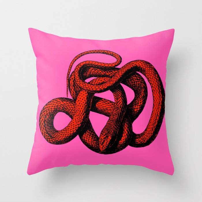 Snek 3 Snake Orange Pink Throw Pillow By Laurabethlove Society6
