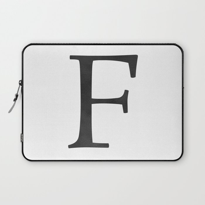 Letter F Initial Monogram Black and White Laptop Sleeve
