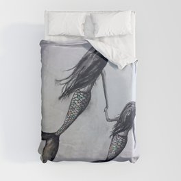 Mermaid Mommy and Daughter Duvet Cover