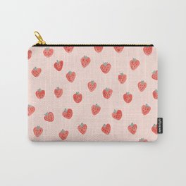 Strawberries on Pink Carry-All Pouch