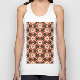 Pink And Brown Heart Center Vintage Retro Flower Unisex Tank Top